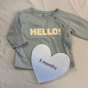 H&M - Kids Textured Blue 'Hello!' Organic Cotton sweatshirt